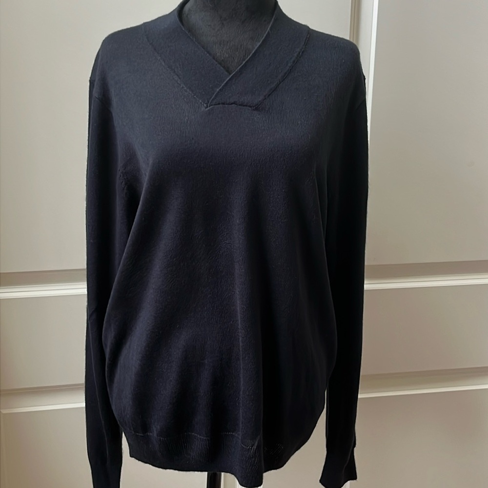 Ryan Seacrest Distinction V-neck Navy Blue Pullover Sweater Size M